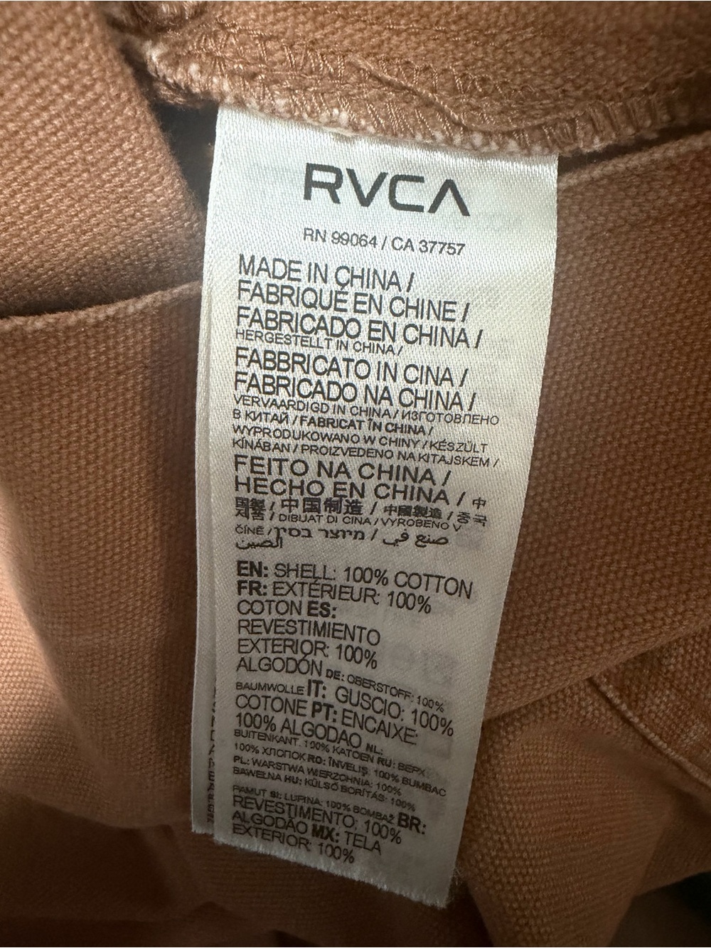 RVCA Men's Grounded Canvas Workwear Overalls Brown Medium Utility Straight Leg - Picture 15 of 16
